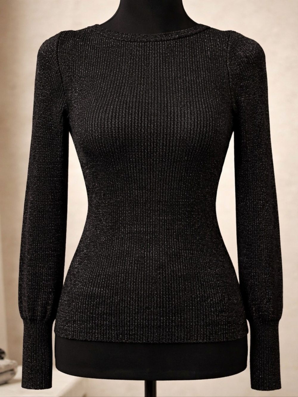 Ann Taylor Loft Shimmer Puff Sleeve Knit Pullover Sweater Womens Size XS